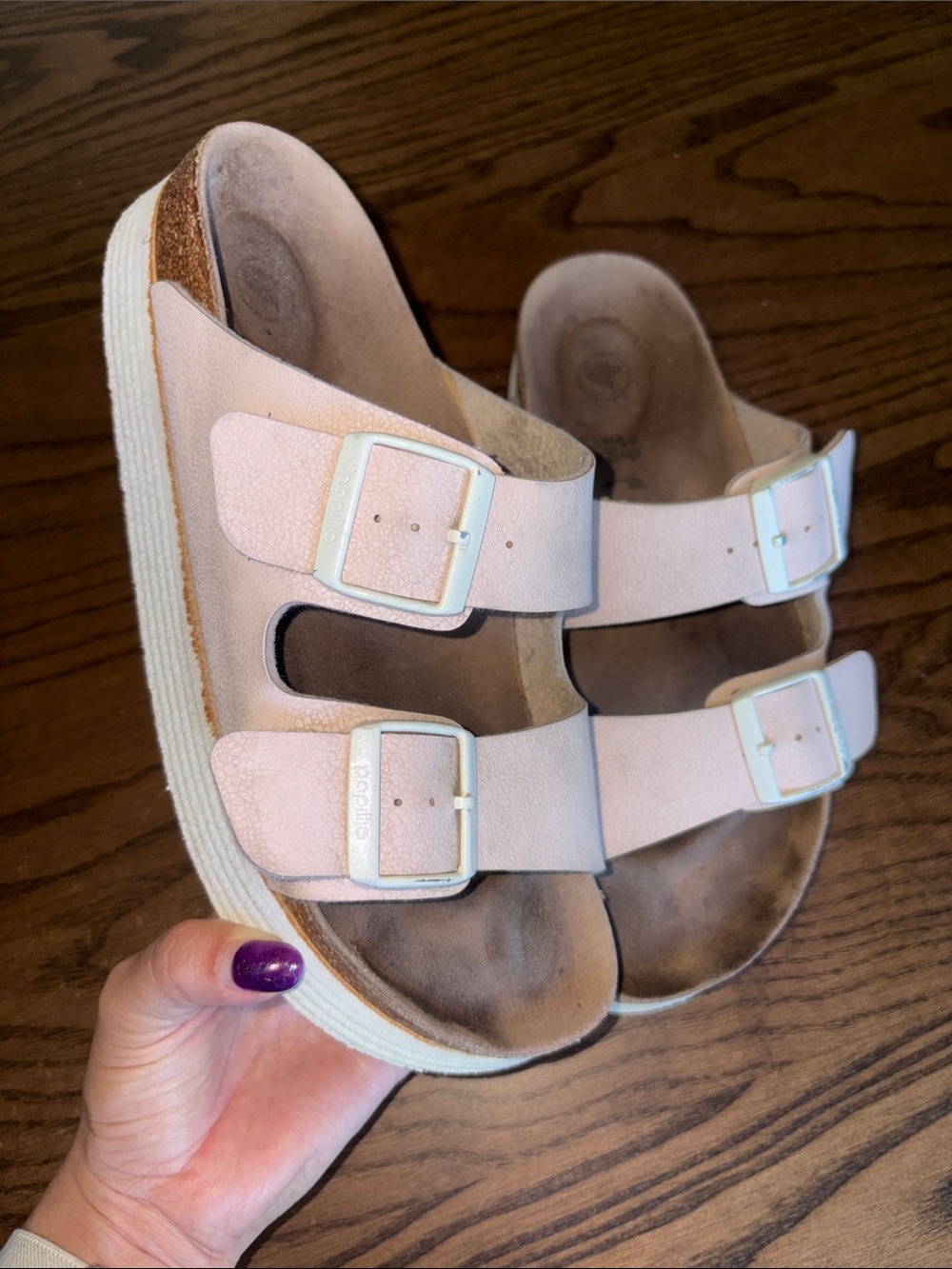 Papillio Arizona Flex Platform Light Pink Double-Buckle Sandals Womens 39 EU